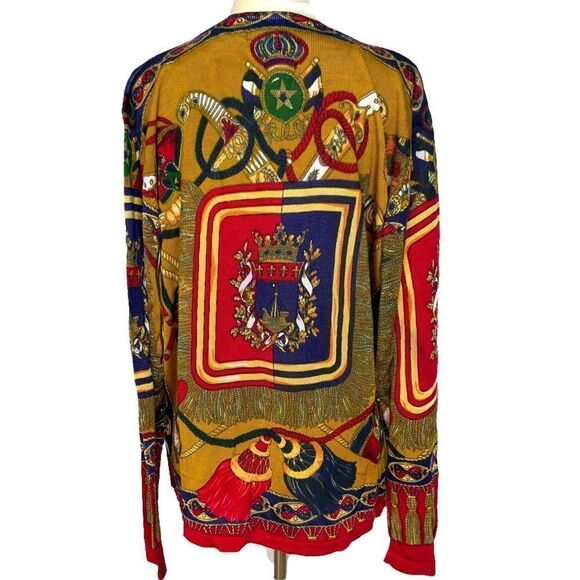 Vintage TERANI SPORT Pullover Sweater Regal Royalty Pattern Women’s Size L - Picture 6 of 9